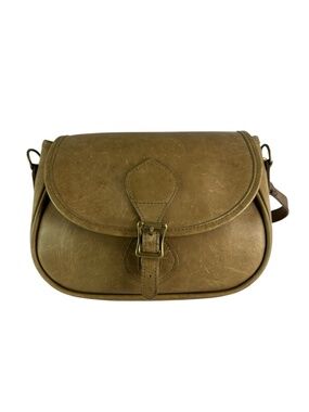 Vintage J.W. Hulme Co Taupe Genuine Leather Legacy Saddle Crossbody Bag